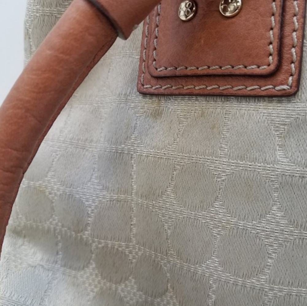 Kate Spade Shoulder Bag Purse handbag beige brown leather yellow interior tote - Picture 10 of 11